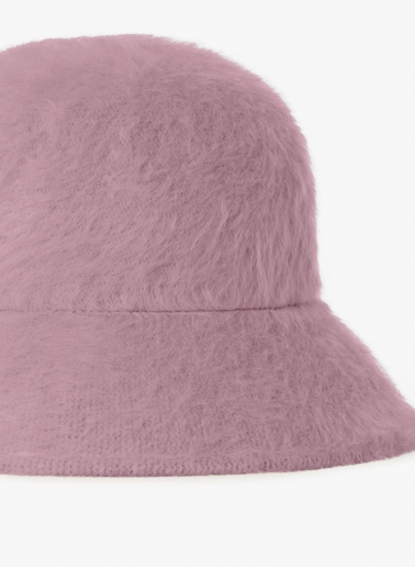 Pink wool cloche hat with fur effect