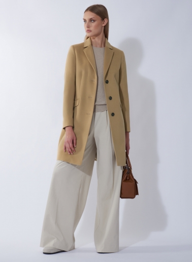 Camel pure wool coat with masculine cut