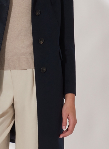 Blue pure cashmere coat with masculine cut