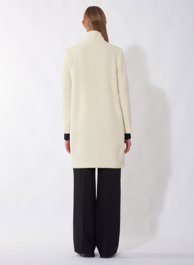 White wool and alpaca coat with inverted notch collar
