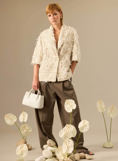Mini white genuine leather tote bag