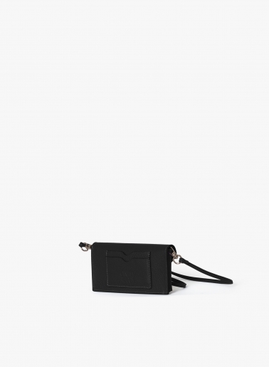 Black genuine leather phone bag