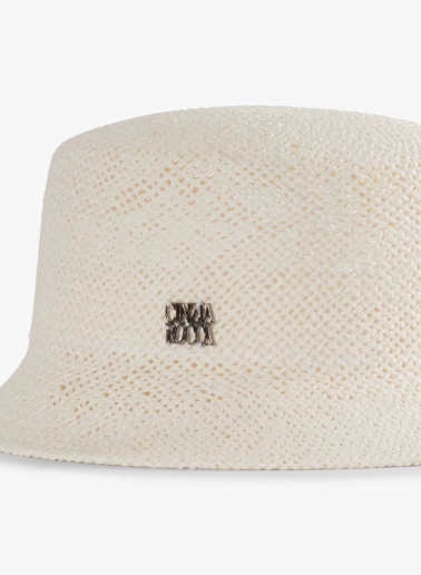 White straw bucket hat