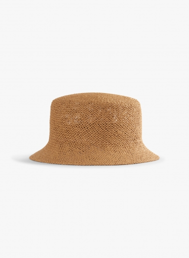 Camel straw bucket hat