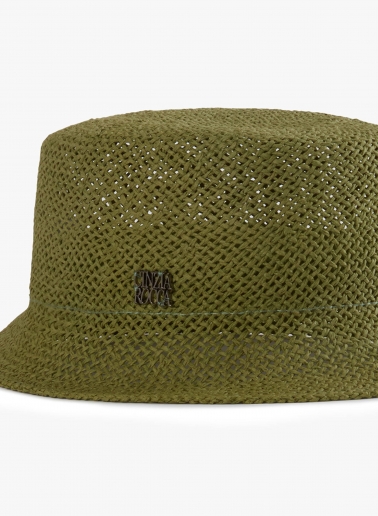 Green straw bucket hat