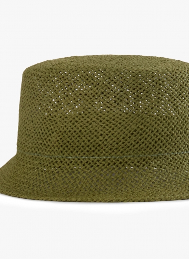 Green straw bucket hat