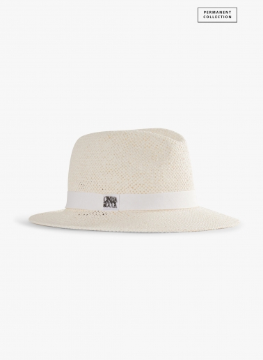 White classic openwork straw hat