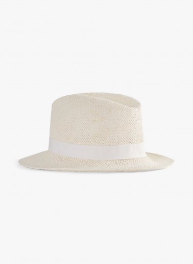 White classic openwork straw hat