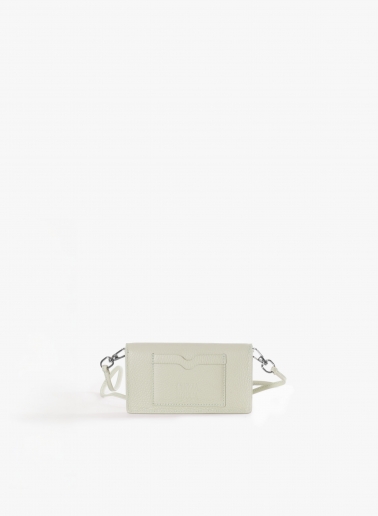 White crossbody phone bag in genuine leather