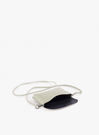 White crossbody phone bag in genuine leather