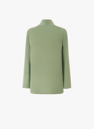Military green jacket in pure wool with revers notch collar