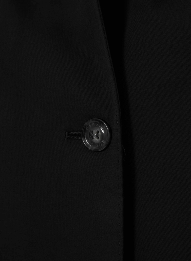 Black stretch cotton overcoat with inverted notch collar