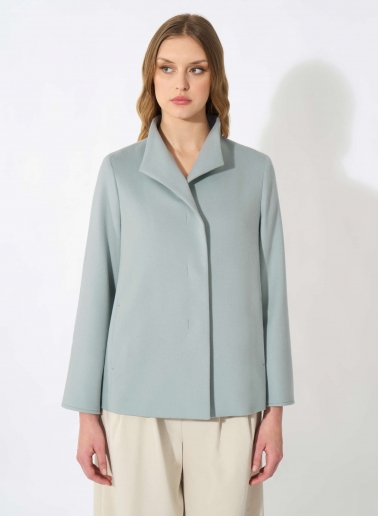 Light blue pure wool jacket with high collar