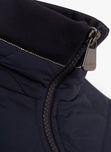 Dark blue quilted jacket in technical fabric with lurex details