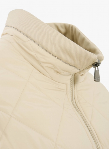 Beige quilted jacket in technical fabric with lurex details