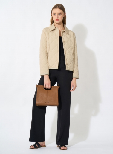 Tobacco colour leather handbag with strap