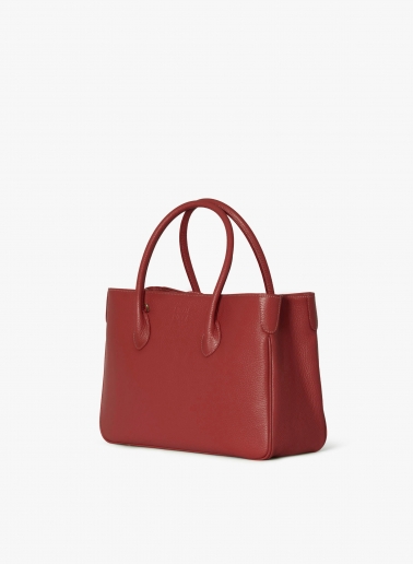 Red genuine leather tote bag