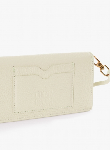 Beige genuine leather phone bag