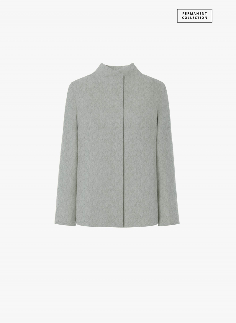 Grey pure wool jacket with high collar