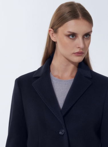 Blue pure wool coat with masculine cut