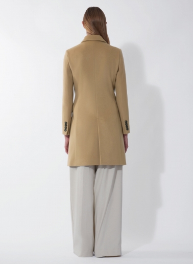 Camel pure wool coat with masculine cut
