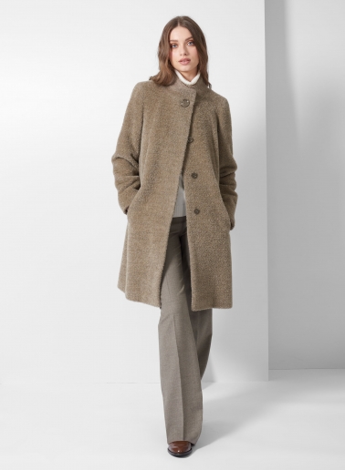 Flared taupe wool and alpaca coat