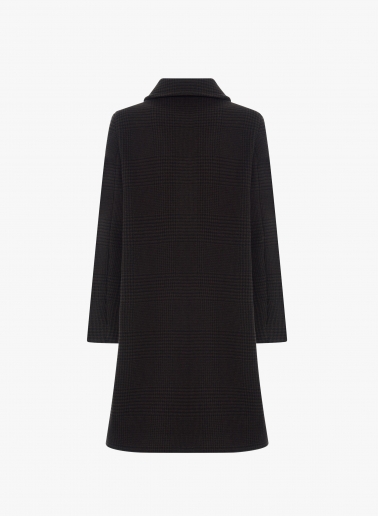 Brown coat with micro houndsthooth pattern and shirt collar