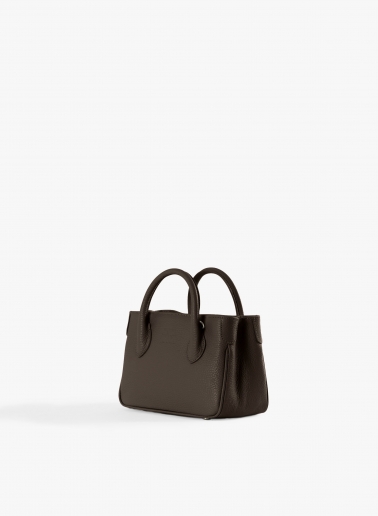 Mini brown genuine leather tote bag