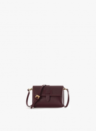Burgundy genuine leather mini shoulder bag