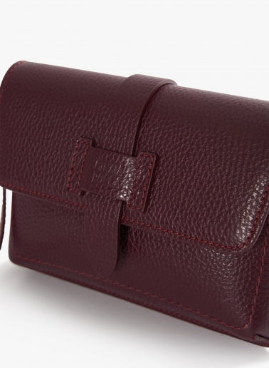Burgundy genuine leather mini shoulder bag