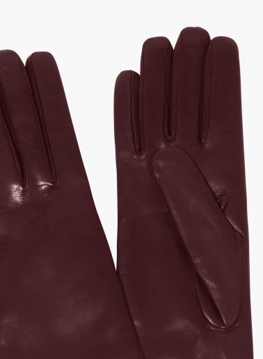 Long burgundy nappa leather gloves