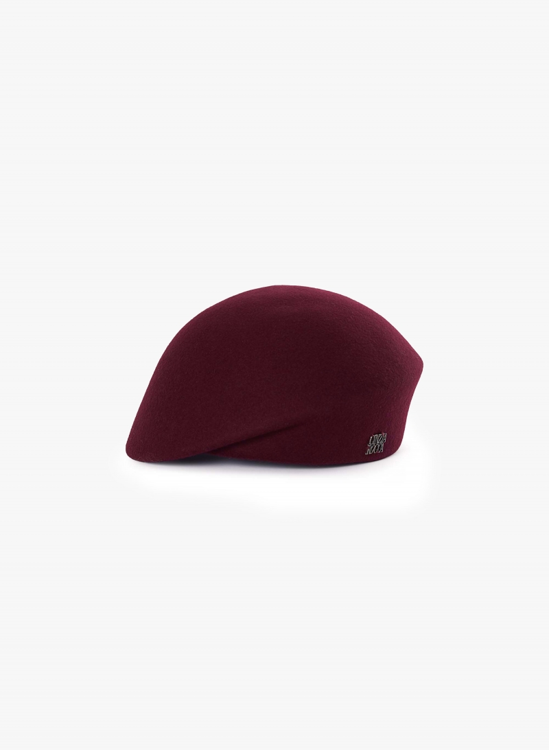 Burgundy asymmetrical wool beret