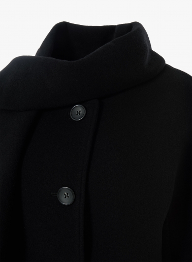 Black wool short coat with detachable scarf