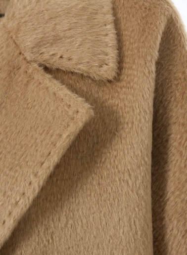 Maxi camel coat in alpaca and wool