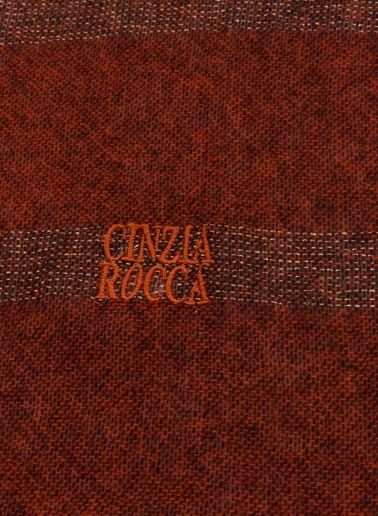 Maxi terracotta colour cashmere scarf with lurex details