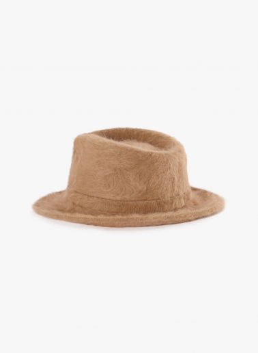 Camel wool fedora hat with fur like effect