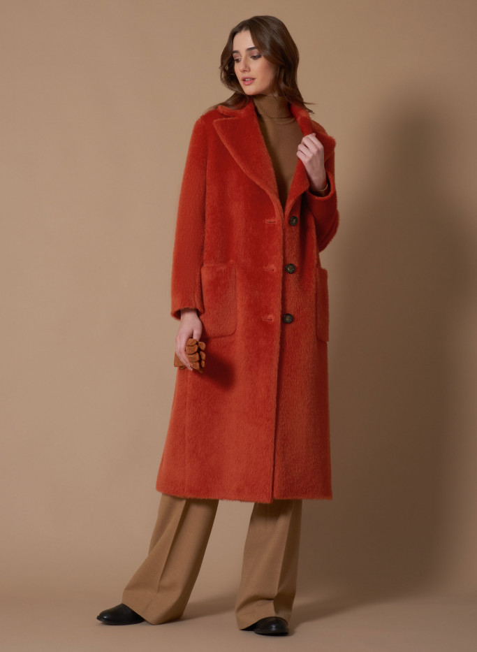 Long Haired Alpaca and Wool Belted Coat 48