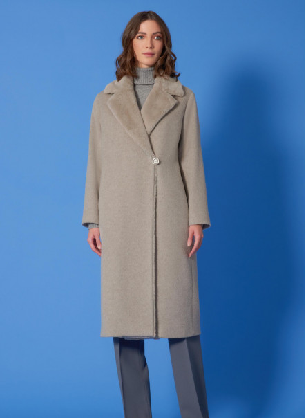 Wool coat with eco-fur parts - Cinzia Rocca