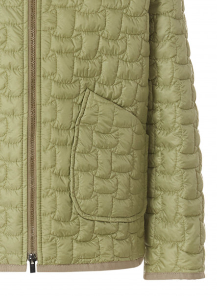 Padded green jacket with shirt collar