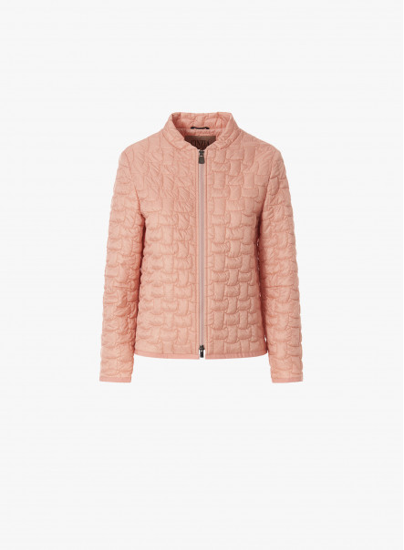Padded pink jacket with mandarin collar
