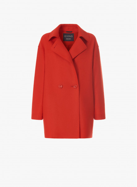 Coral color boiled wool overcoat