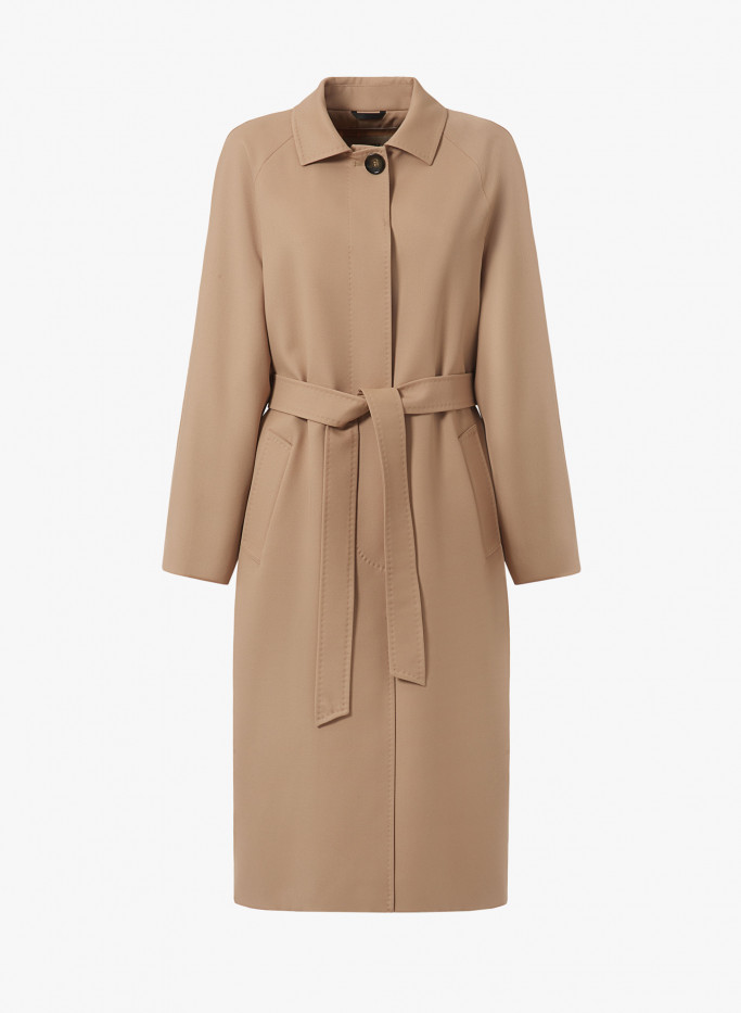 Beige wool overcoat with shirt collar