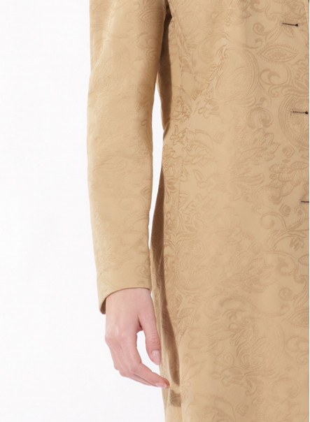 Light camel patterned cotton overcoat