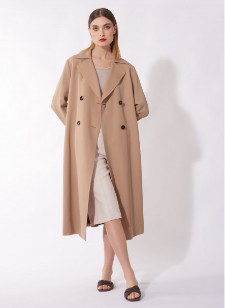 Beige certified wool trench coat