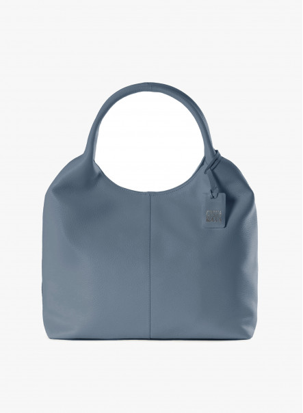 Maxi sky blue shoulder bag in genuine leather