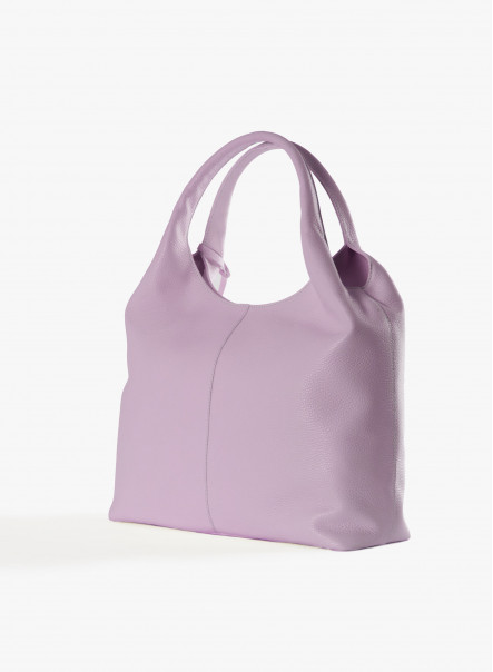 Maxi lilac color shoulder bag in genuine leather