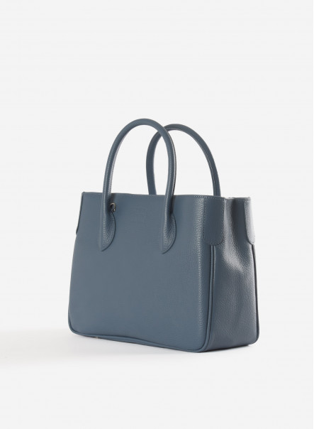 Small sky blue Tote bag in genuine leather