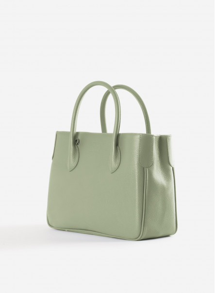 Small aqua green Tote bag in genuine leather