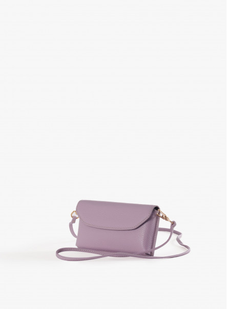 Lilac color crossbody phone bag in genuine leather