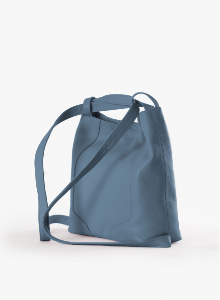 Sky blue backpack in genuine leather